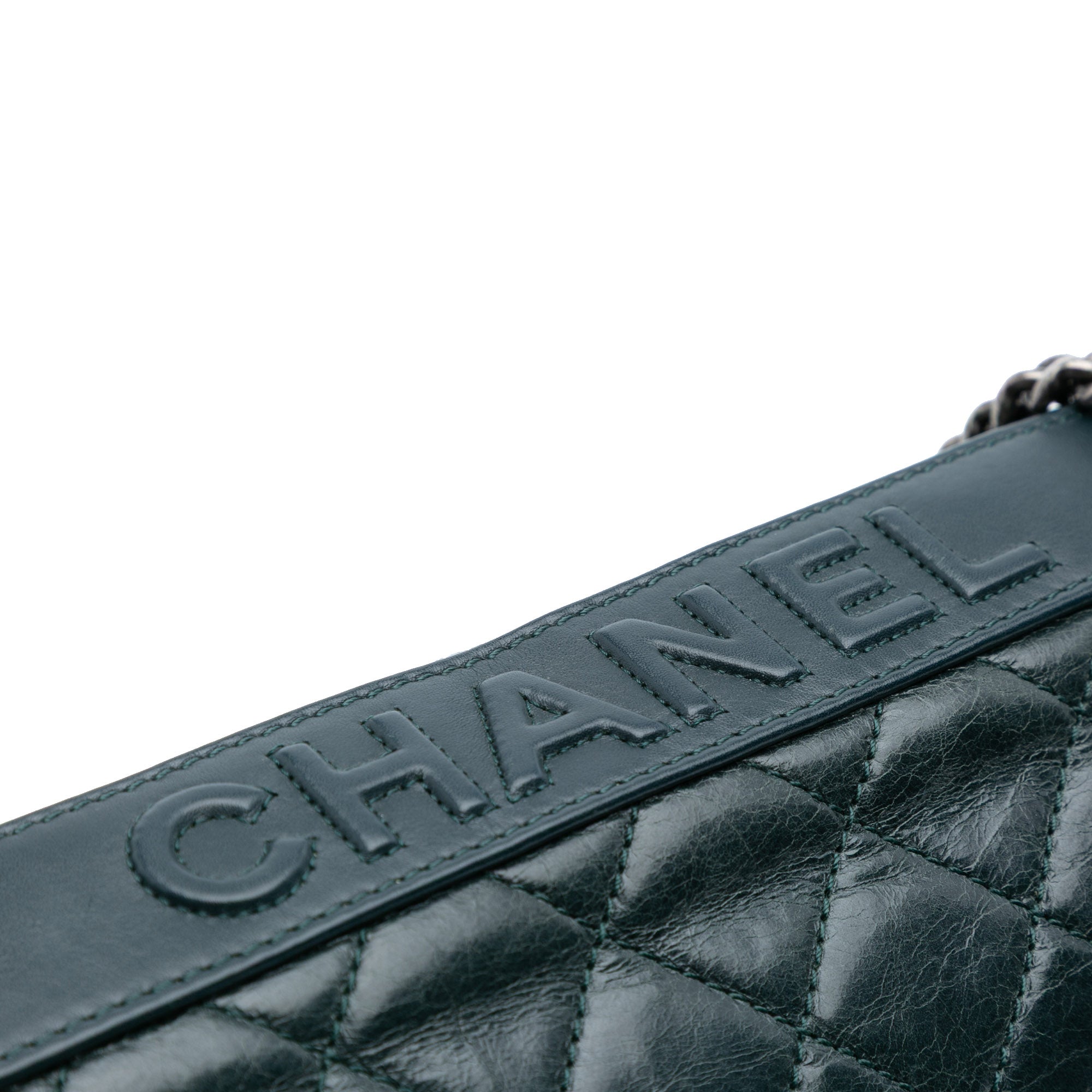 Quilted Aged Calfskin Logo Accordion Flap
