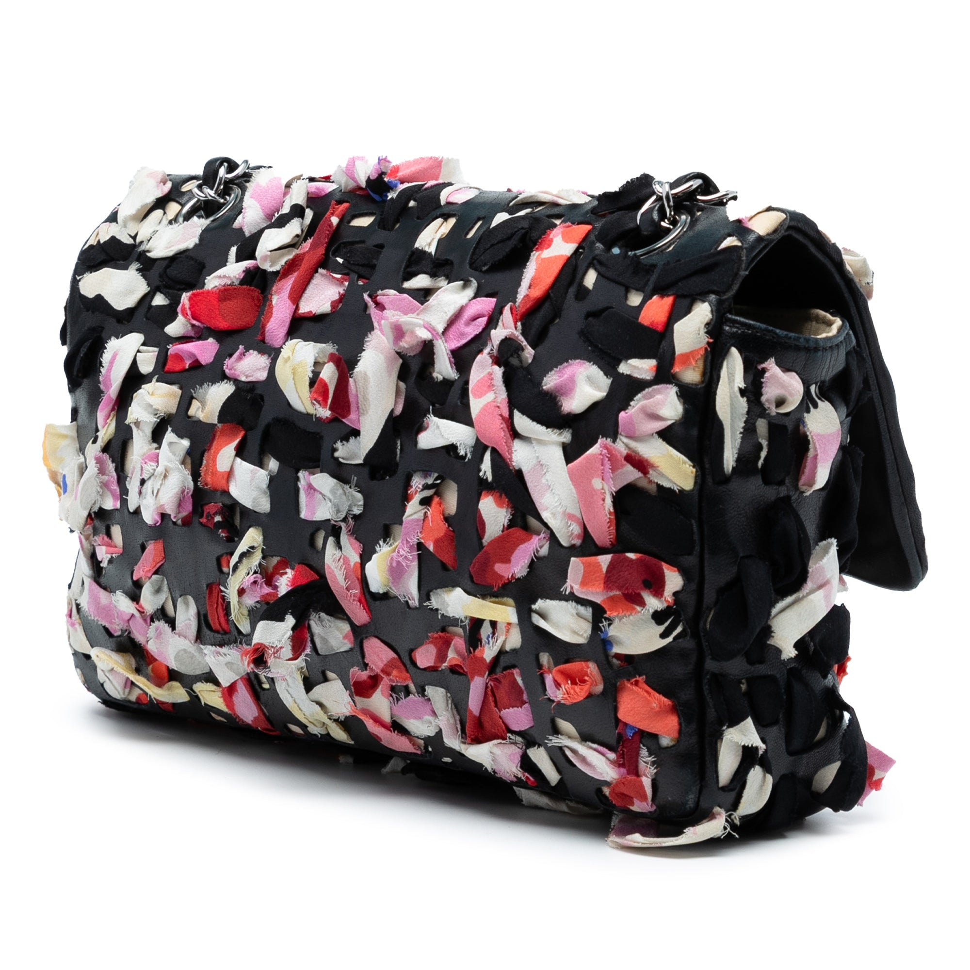 Medium Classic Lambskin and Silk Ribbon Single Flap