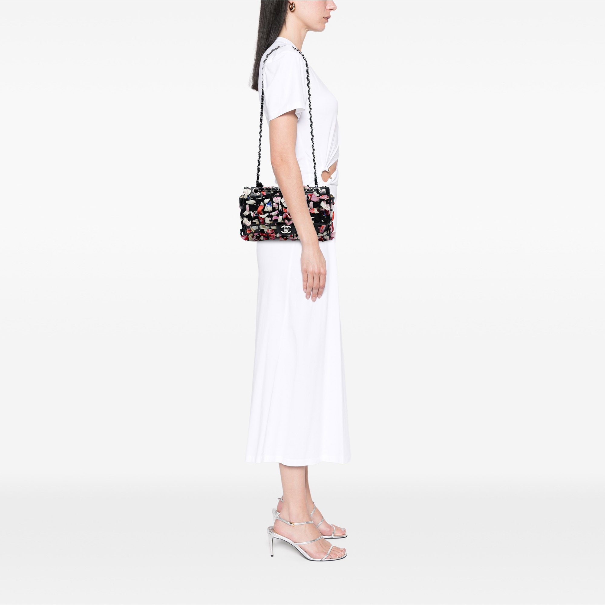 Medium Classic Lambskin and Silk Ribbon Single Flap