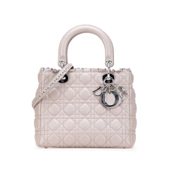 Medium Lambskin Cannage Ruffle Trim Lady Dior