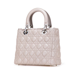 Medium Lambskin Cannage Ruffle Trim Lady Dior