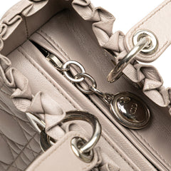 Medium Lambskin Cannage Ruffle Trim Lady Dior