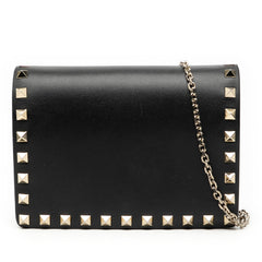 Leather Rockstud Chain Pouch