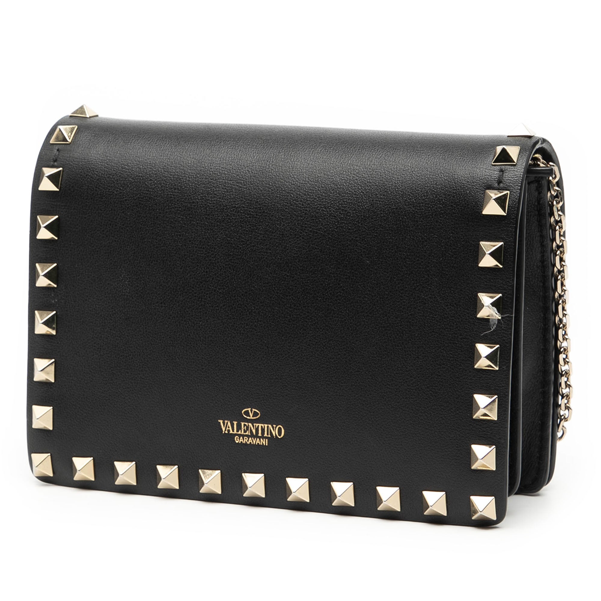 Leather Rockstud Chain Pouch