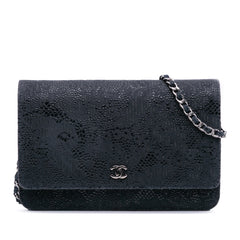 Lace Overlay Goatskin Wallet On Chain