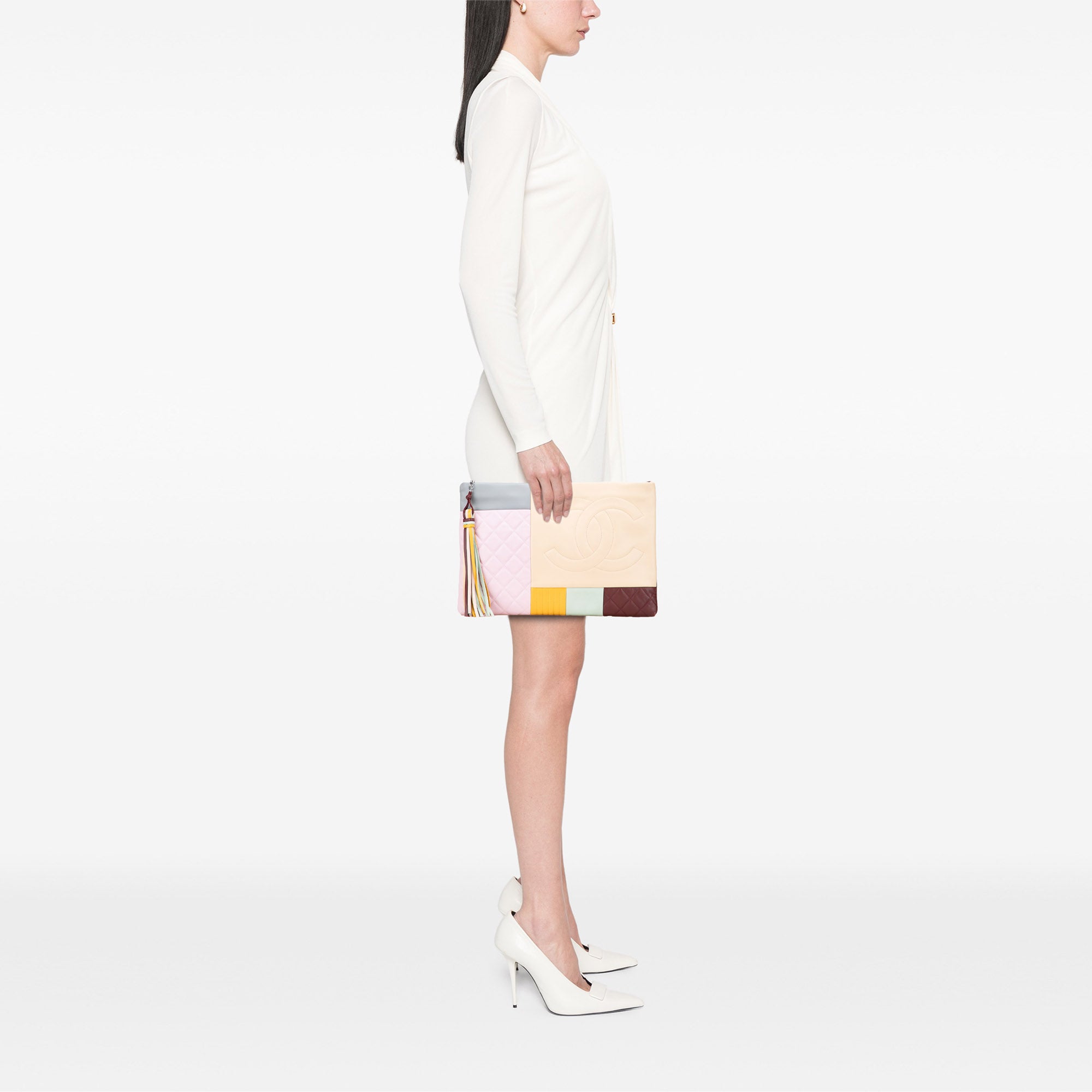 Medium Lambskin Colorblock Patchwork O Case