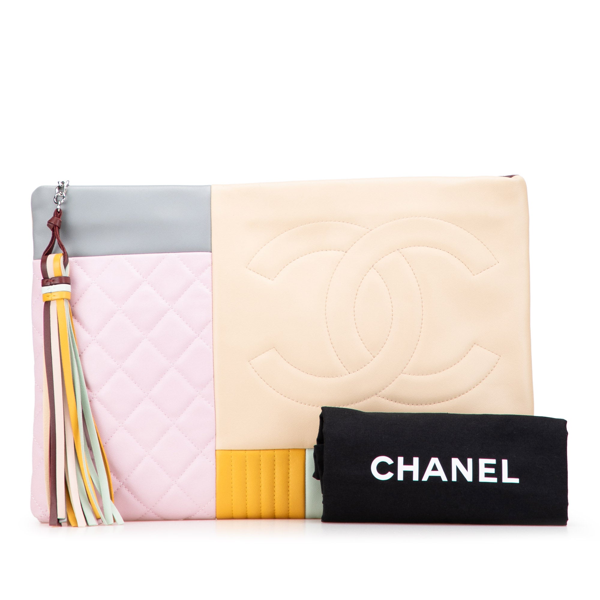 Medium Lambskin Colorblock Patchwork O Case