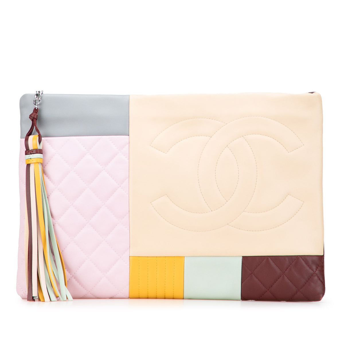 Medium Lambskin Colorblock Patchwork O Case