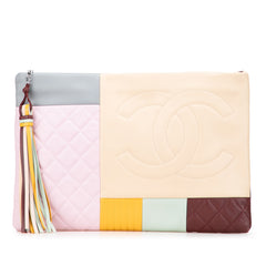 Medium Lambskin Colorblock Patchwork O Case
