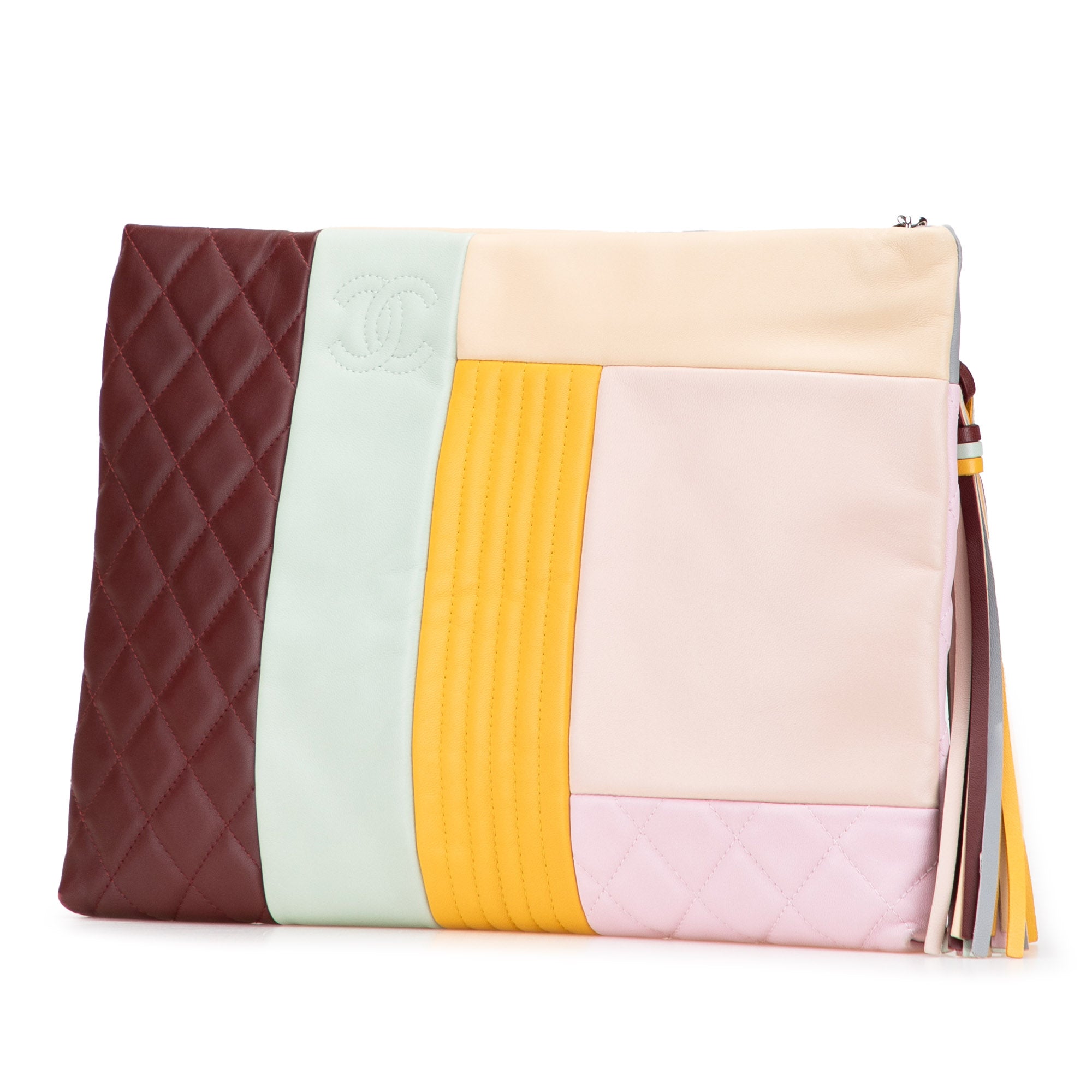 Medium Lambskin Colorblock Patchwork O Case