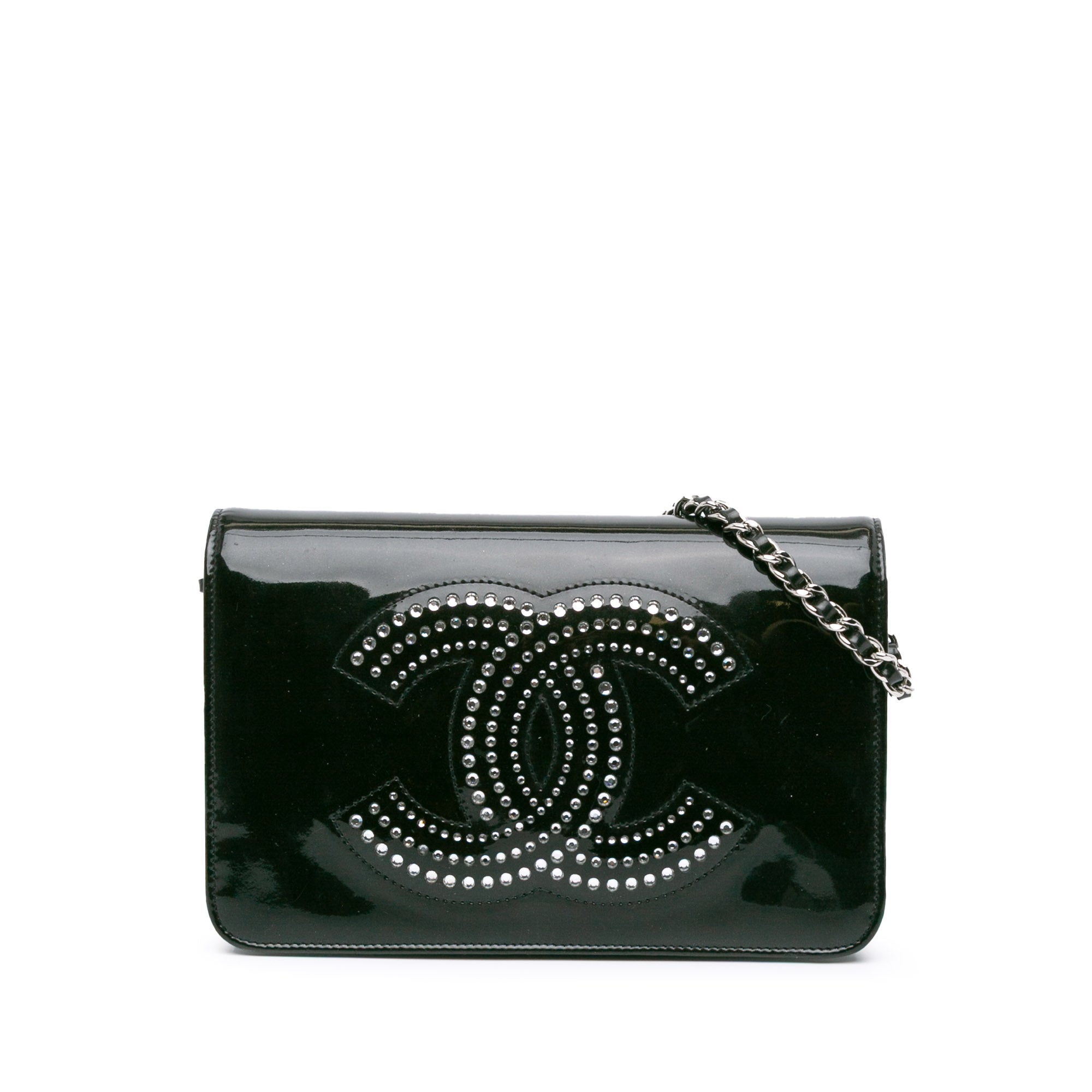 CC Patent Strass Embellished Wallet On Chain