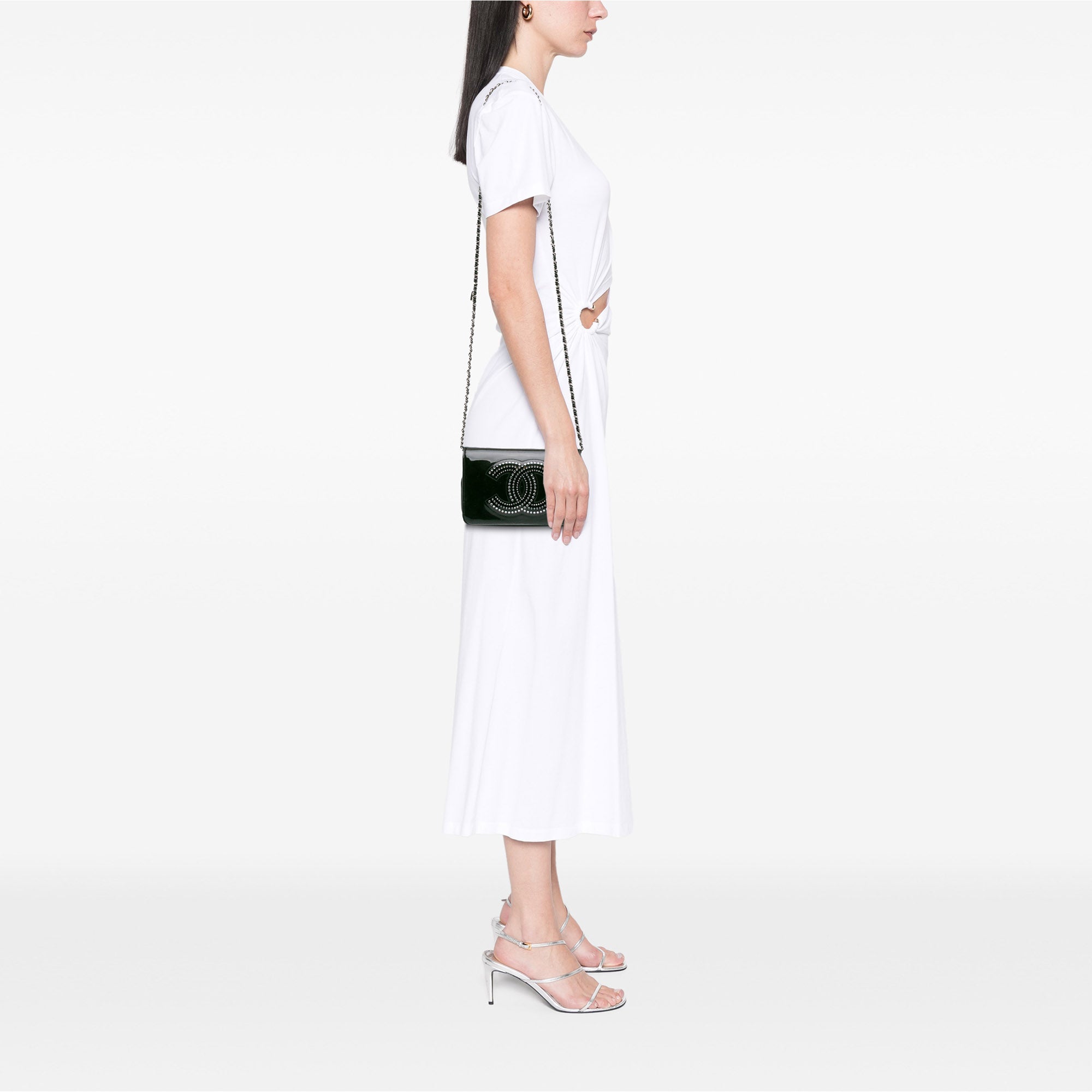 CC Patent Strass Embellished Wallet On Chain