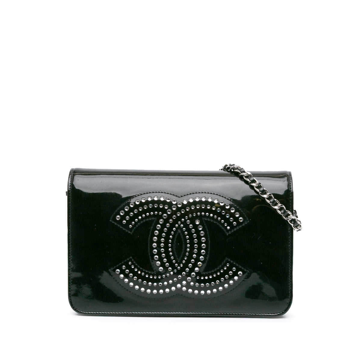 CC Patent Strass Embellished Wallet On Chain