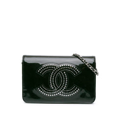 CC Patent Strass Embellished Wallet On Chain