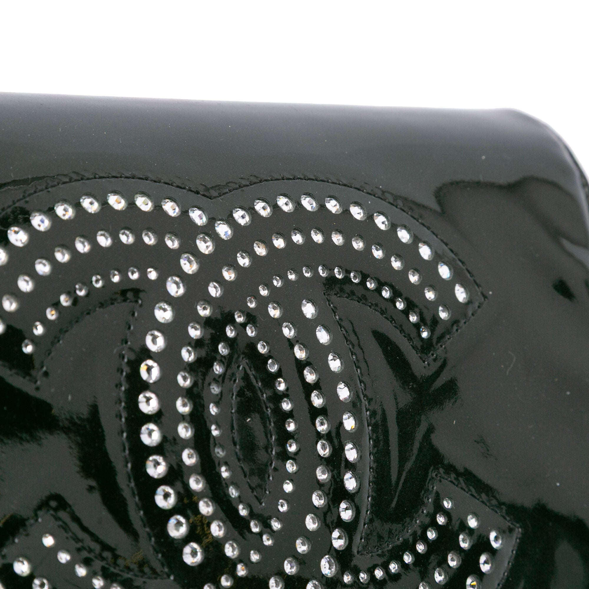 CC Patent Strass Embellished Wallet On Chain