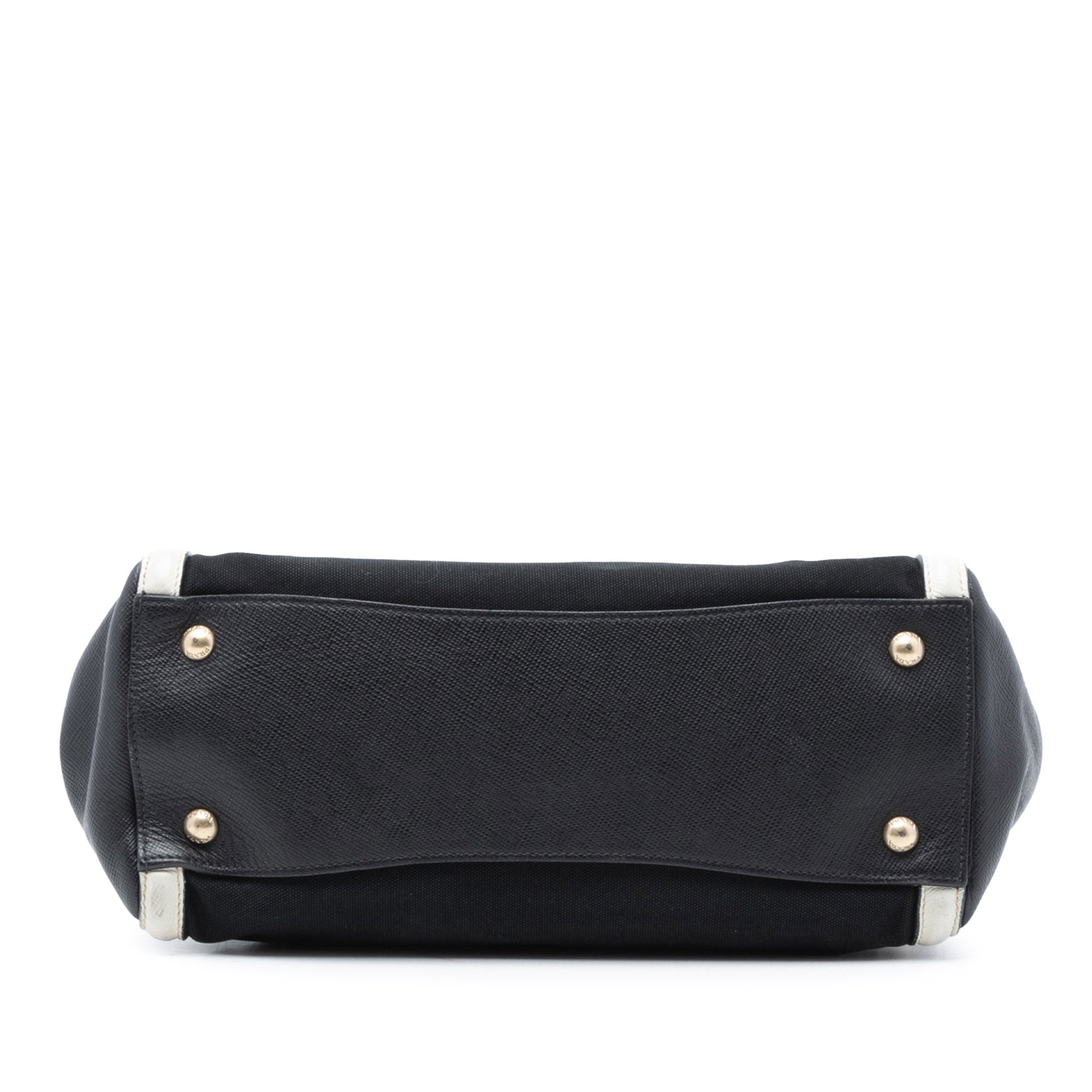 Bicolor Saffiano Cuir Trimmed Canvas Satchel