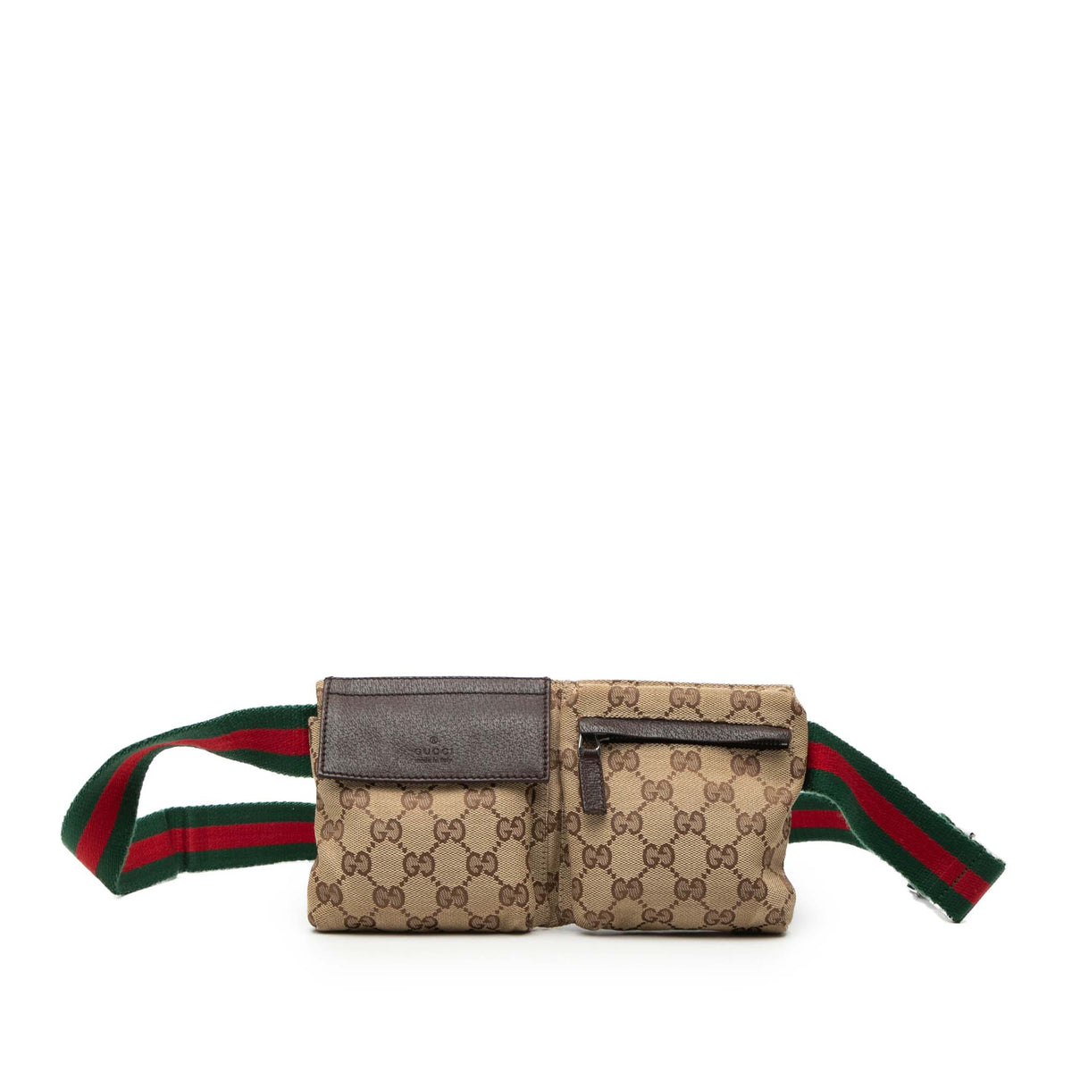 GG Canvas Web Double Pocket Belt Bag