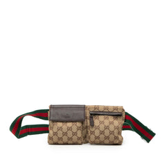 GG Canvas Web Double Pocket Belt Bag