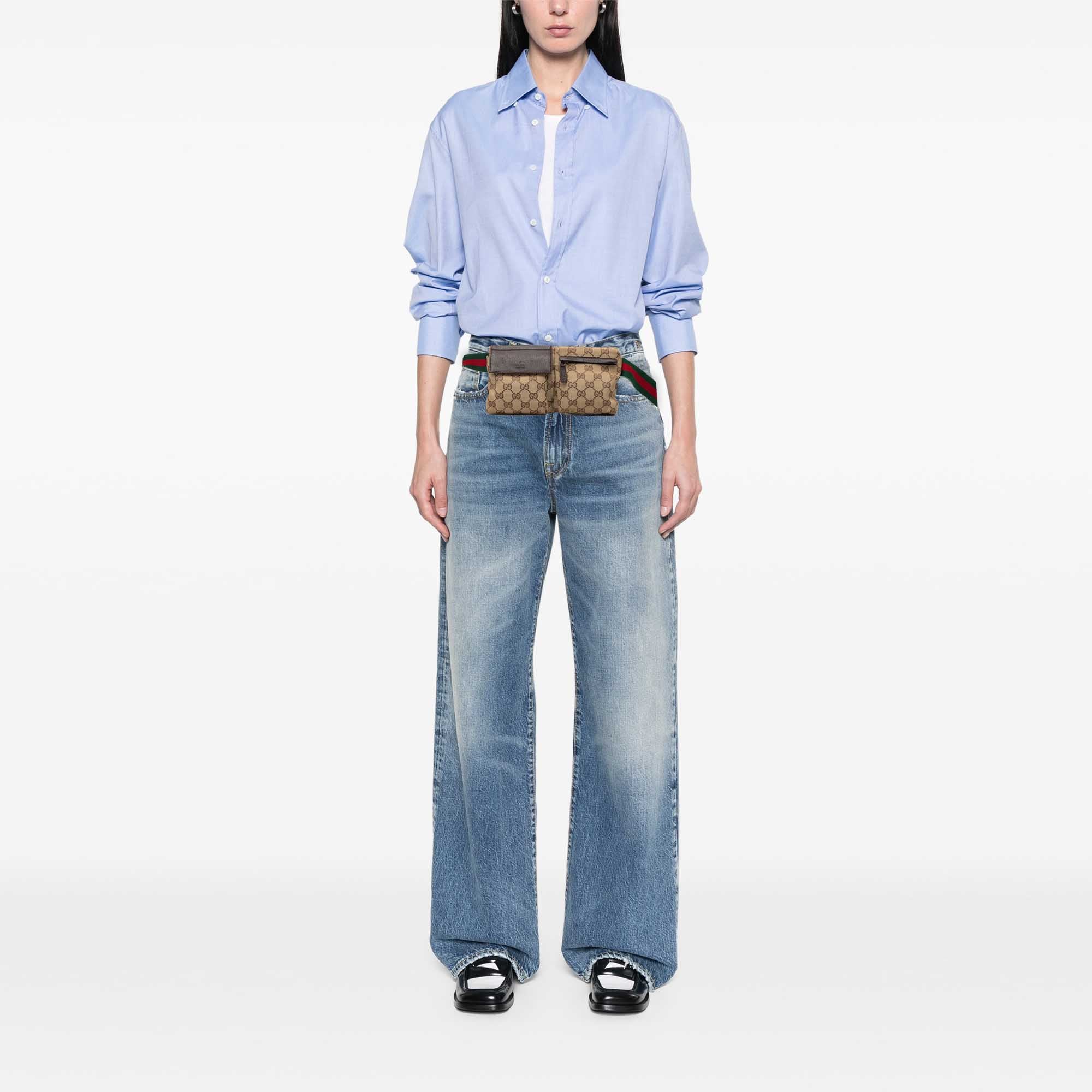 GG Canvas Web Double Pocket Belt Bag