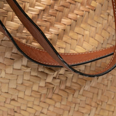 Large Raffia Cuir Triomphe Classic Panier Tote