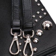 Saffiano Studded Turn Lock Top Handle Bag