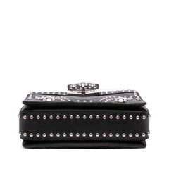 Saffiano Studded Turn Lock Top Handle Bag