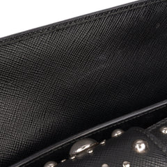 Saffiano Studded Turn Lock Top Handle Bag