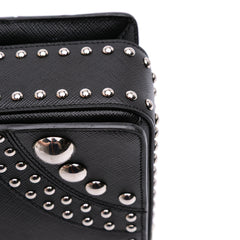 Saffiano Studded Turn Lock Top Handle Bag