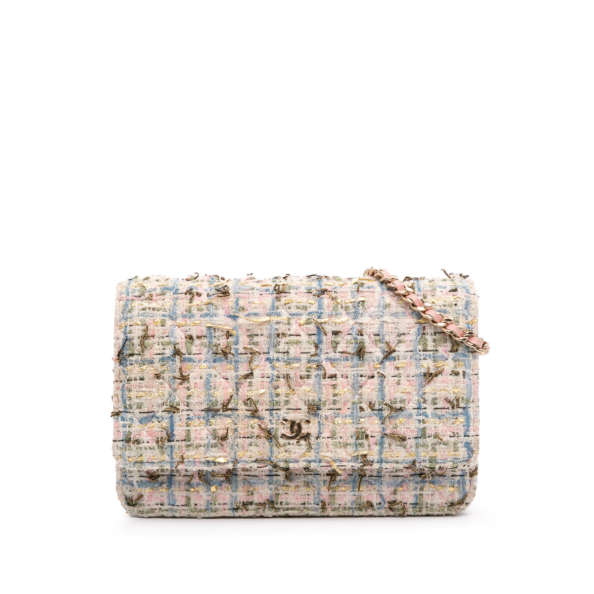 Quilted Boucle Tweed Charm Wallet On Chain