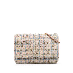 Quilted Boucle Tweed Charm Wallet On Chain