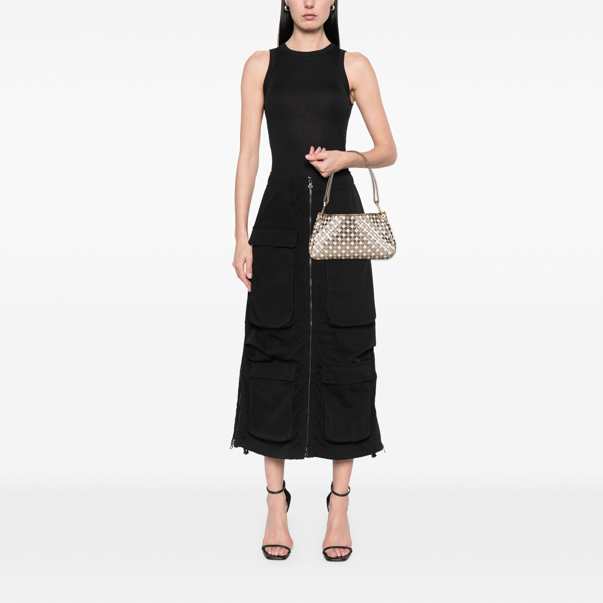 Small Metallic Leather Intrecciato Shoulder Bag
