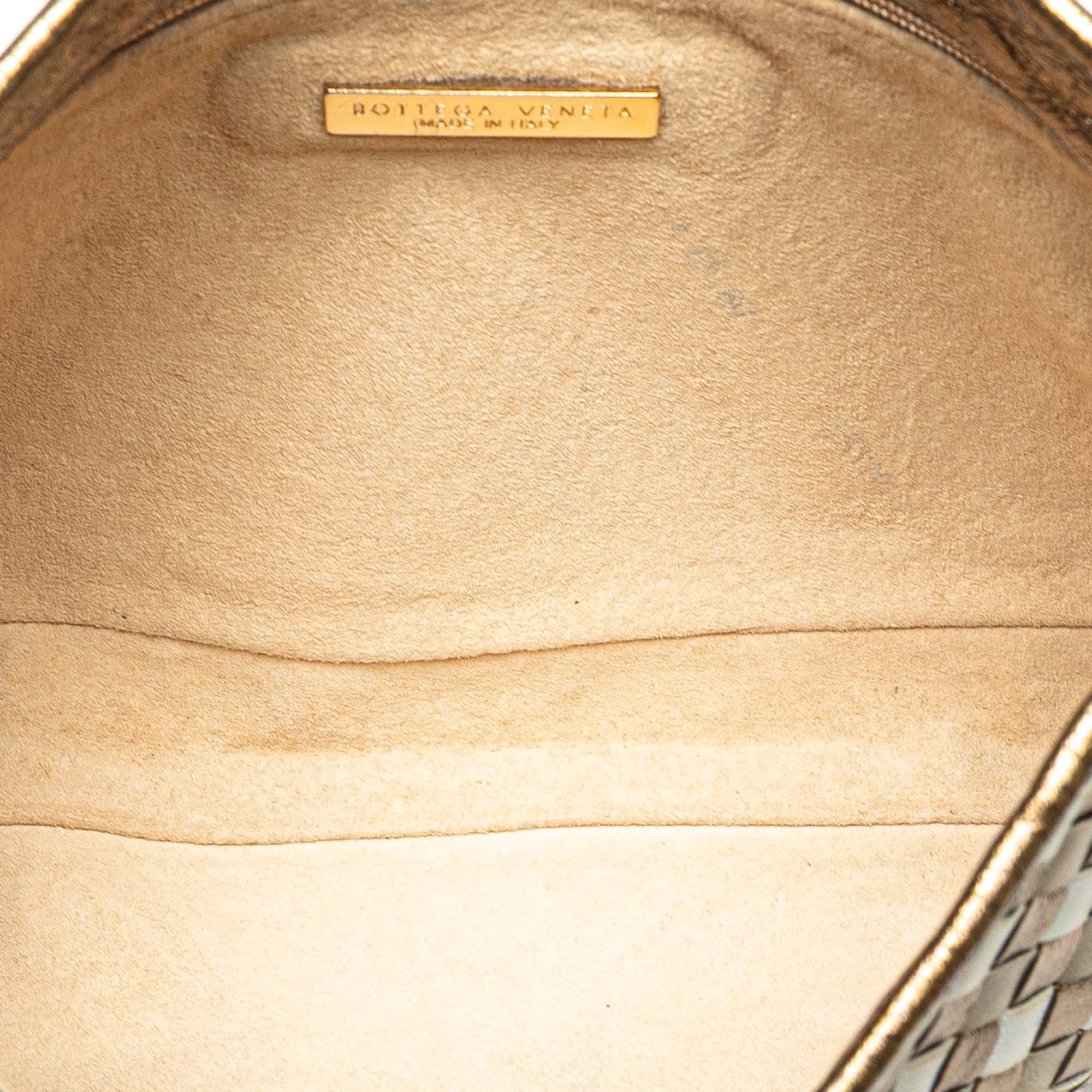 Small Metallic Leather Intrecciato Shoulder Bag