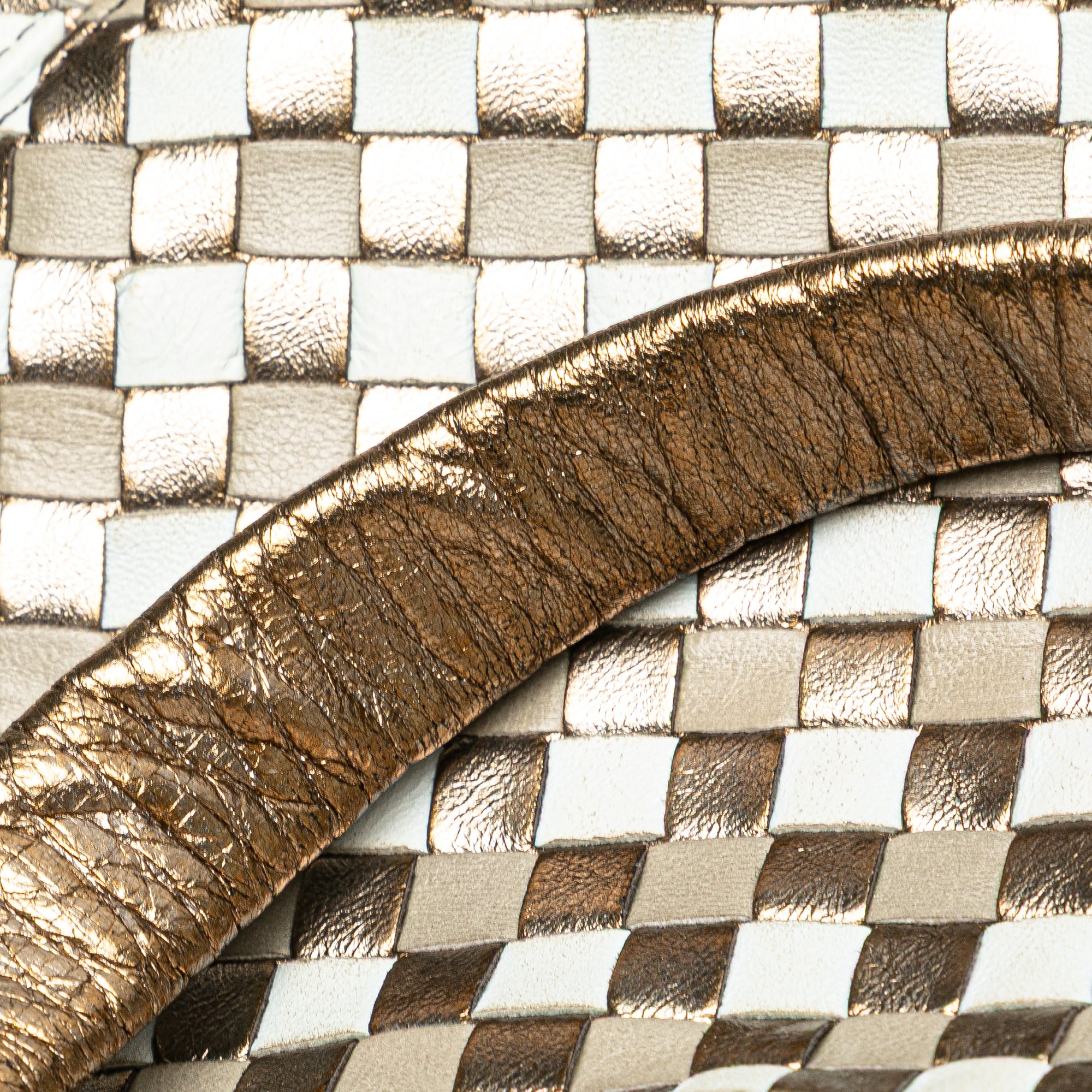 Small Metallic Leather Intrecciato Shoulder Bag