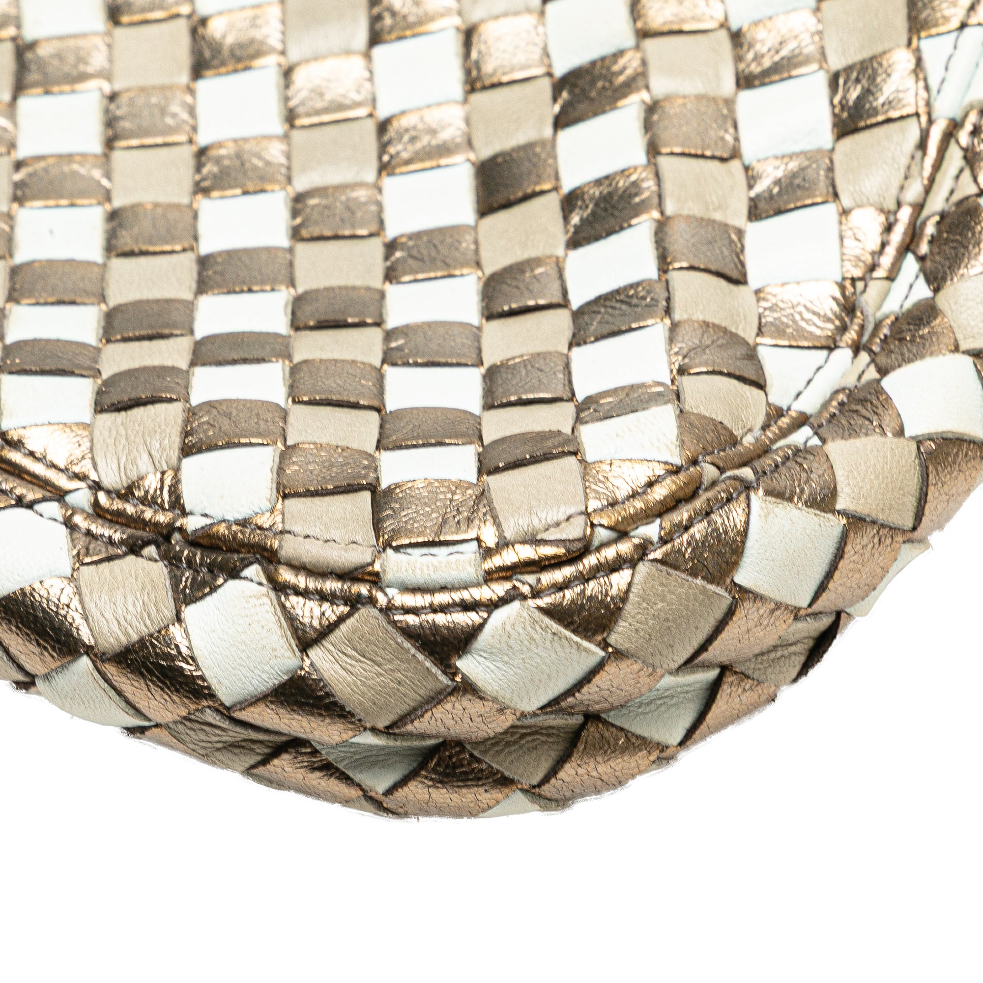 Small Metallic Leather Intrecciato Shoulder Bag