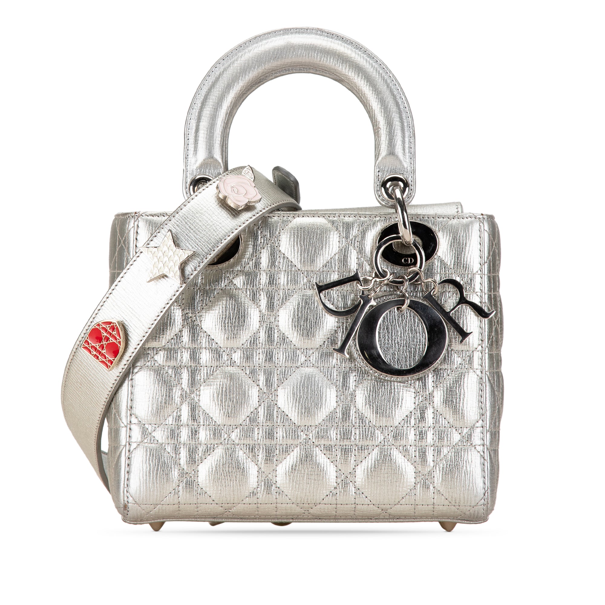 Small Metallic Grained Calfskin Cannage Lucky Badges My Lady Dior_0