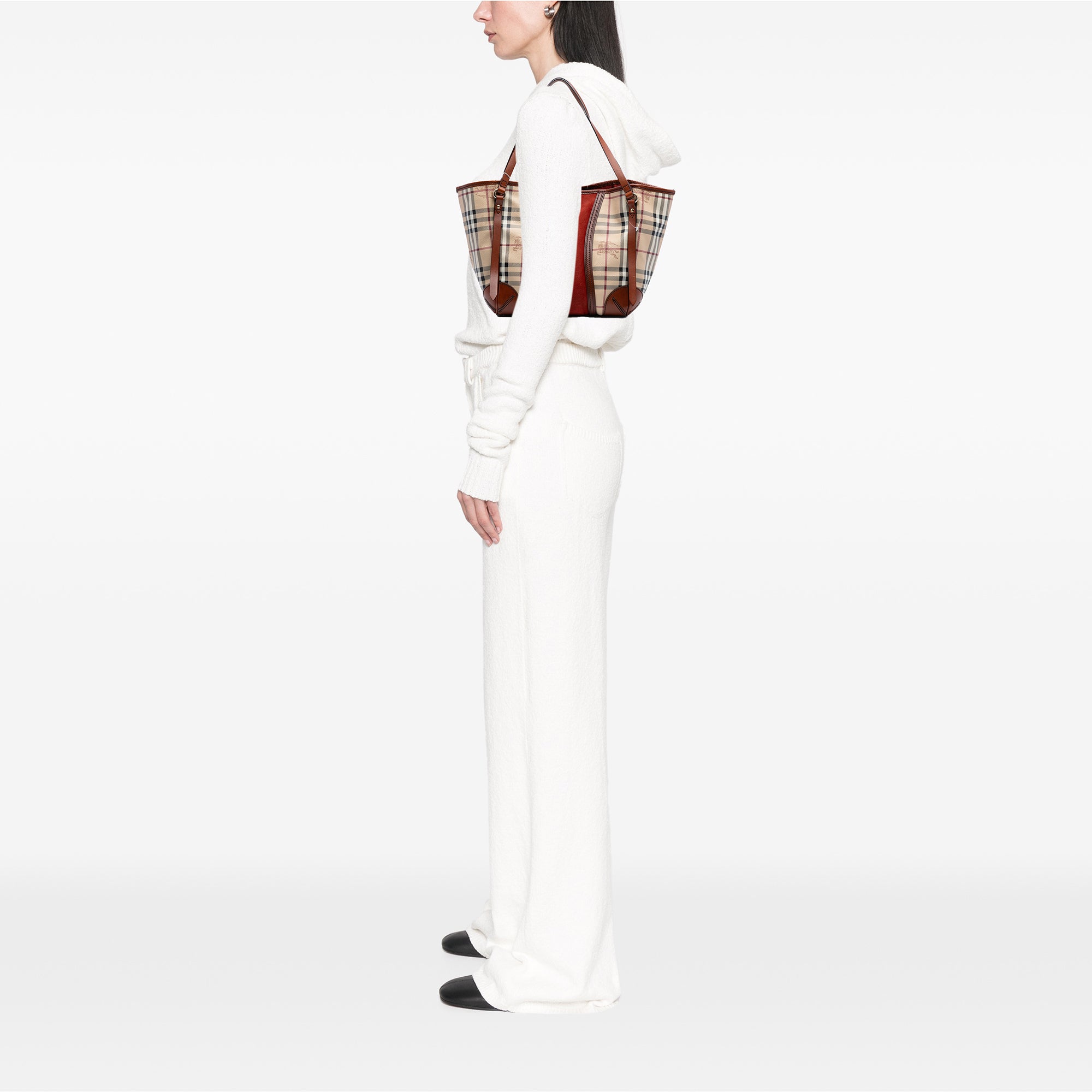 Small Suede Trimmed Haymarket Check Coated Canvas Canterbury Tote