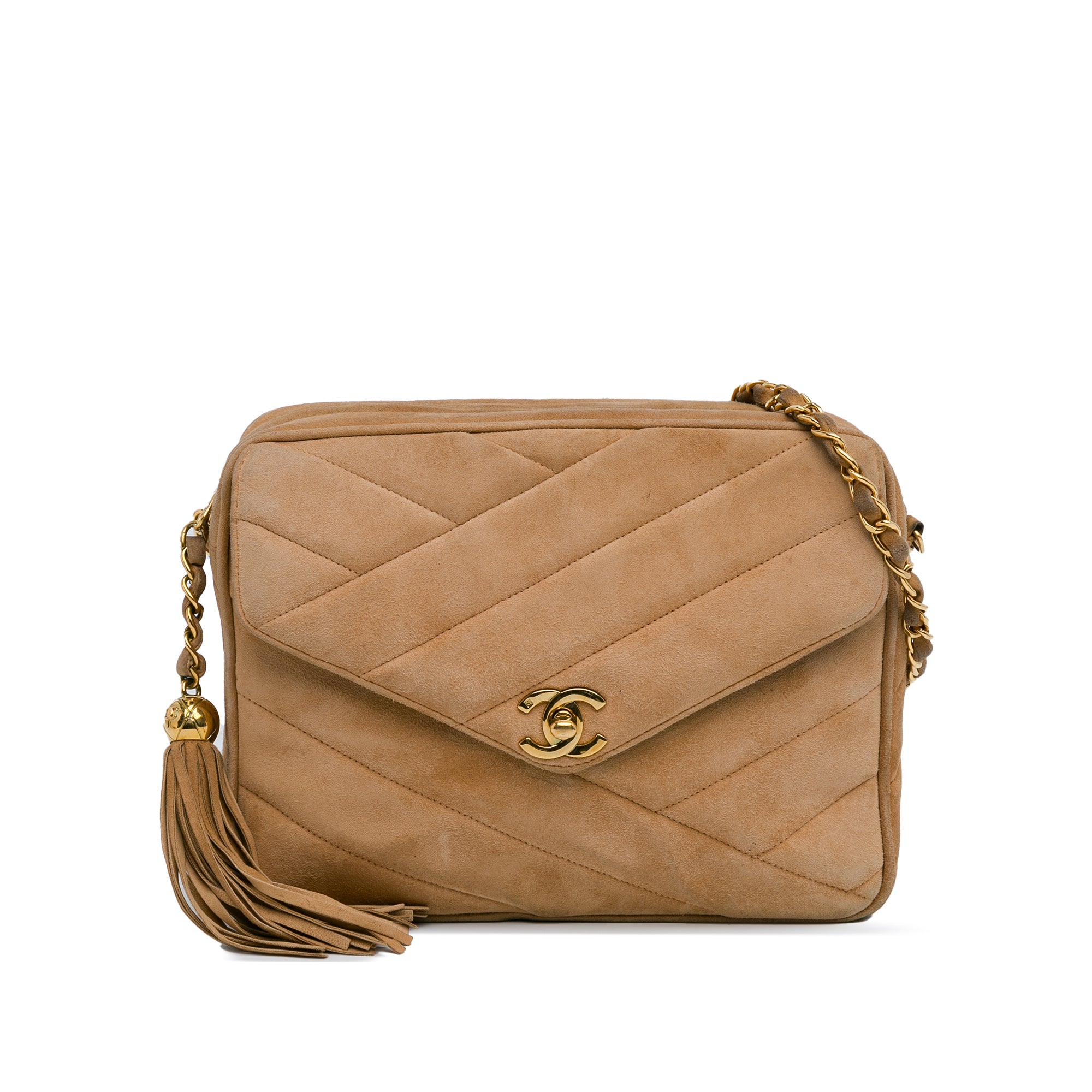 CC Quilted Suede Tassel Camera Bag