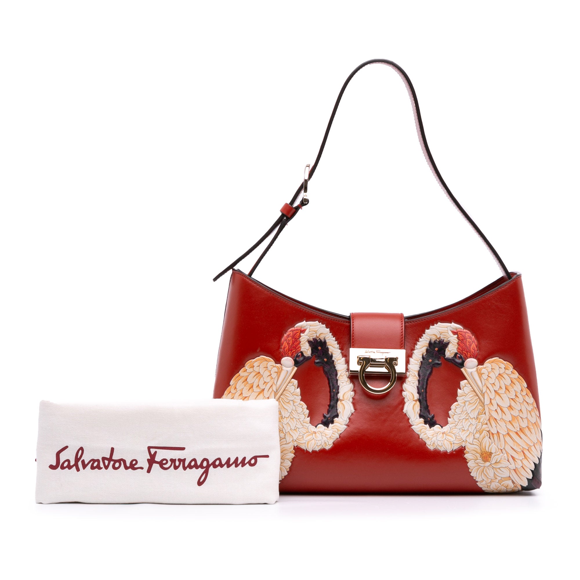 Printed Leather Trifolio Shoulder Bag