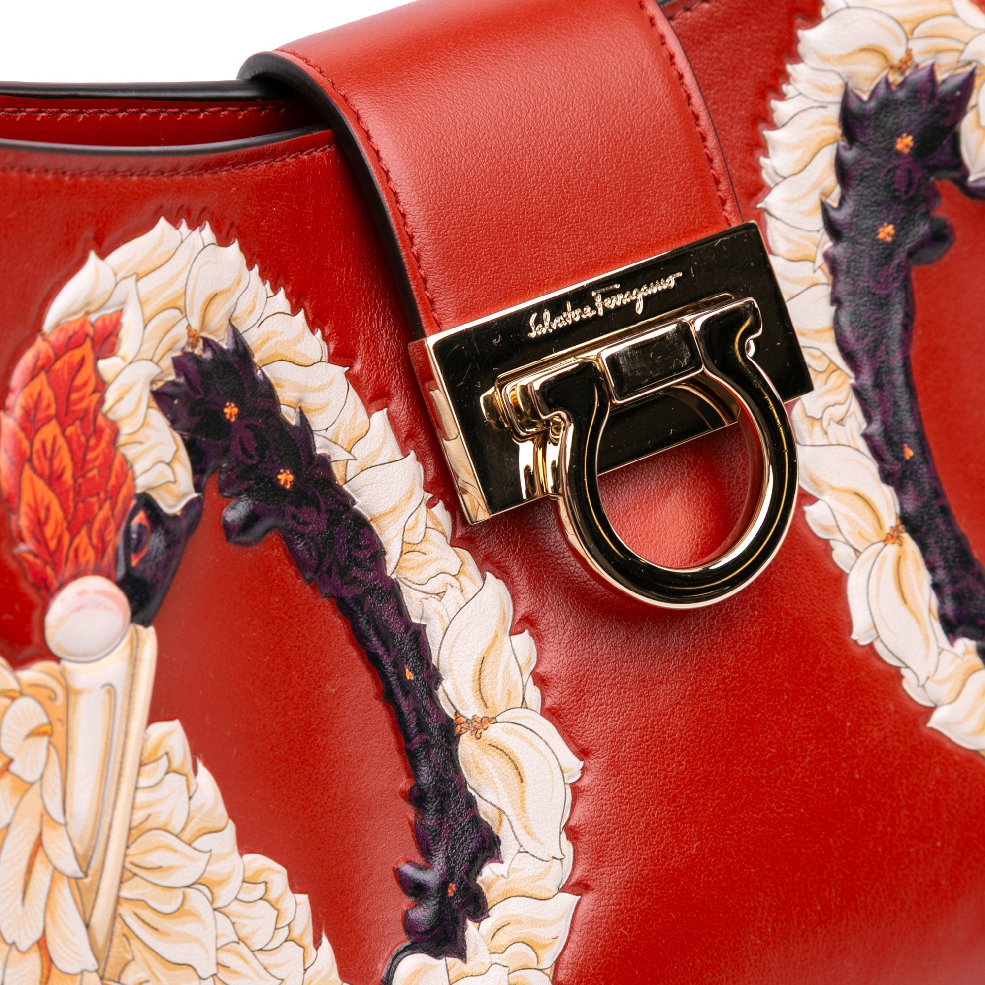 Printed Leather Trifolio Shoulder Bag