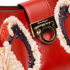 Printed Leather Trifolio Shoulder Bag