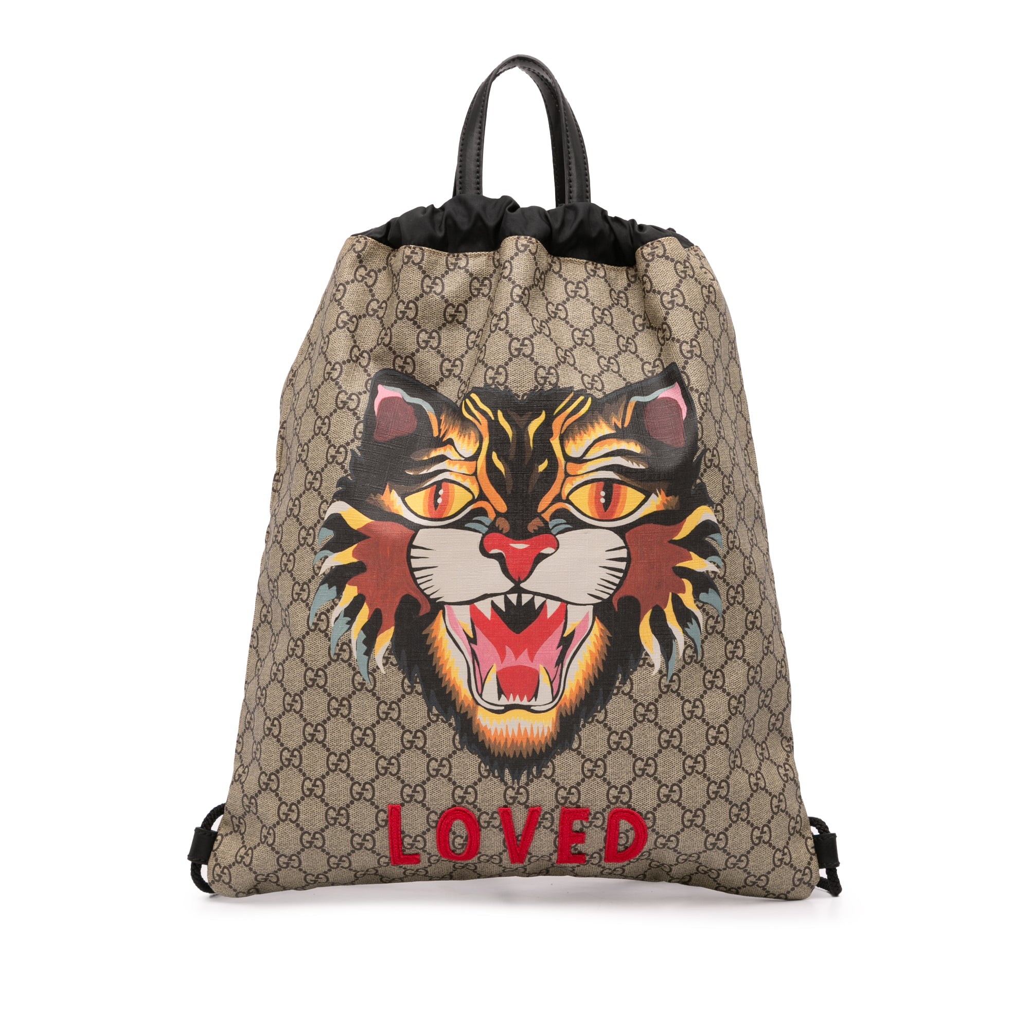 GG Supreme Angry Cat Drawstring Backpack
