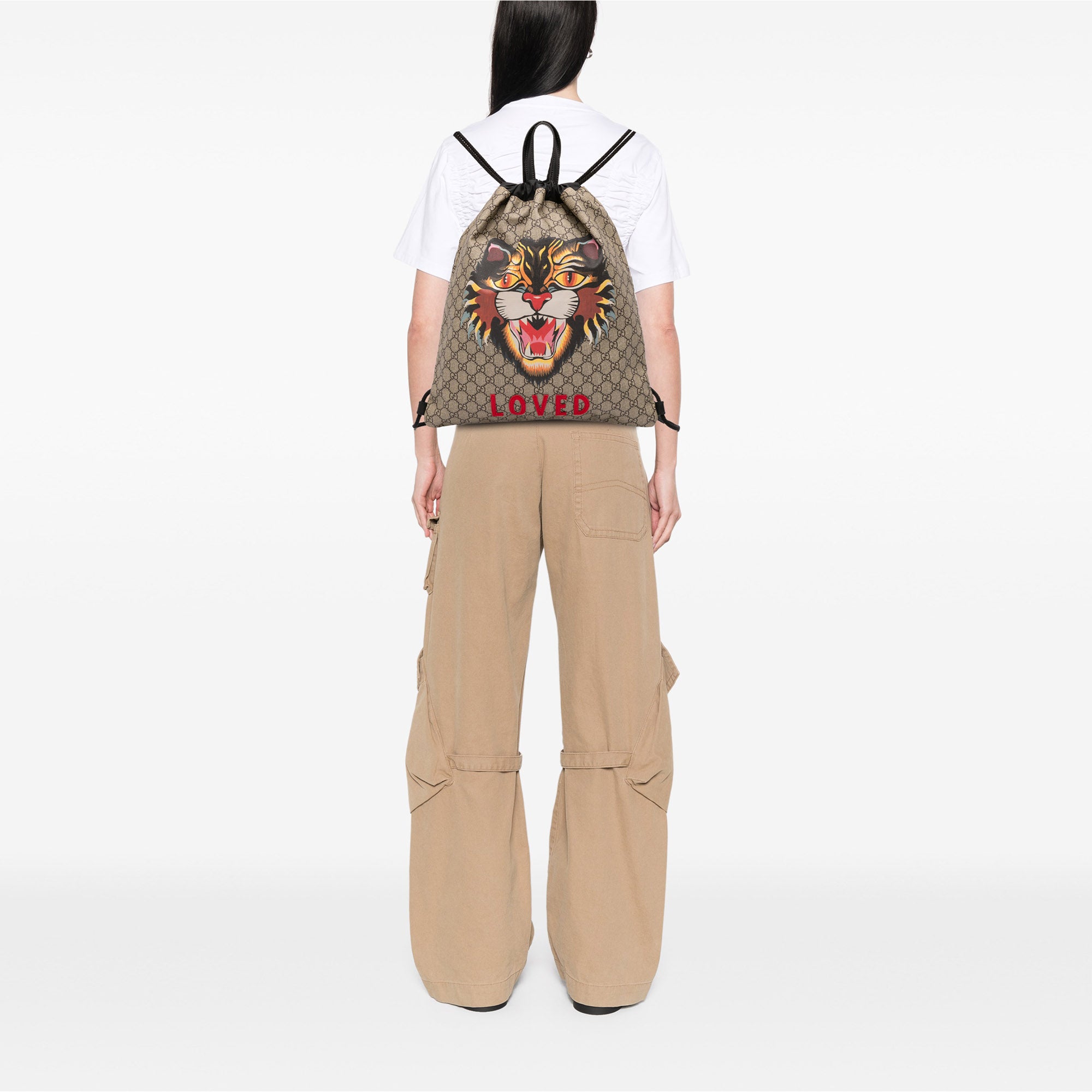 GG Supreme Angry Cat Drawstring Backpack