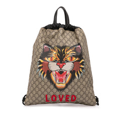 GG Supreme Angry Cat Drawstring Backpack
