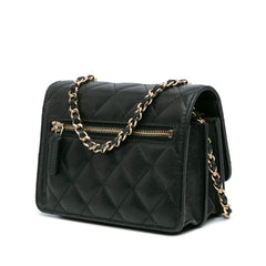 Mini Quilted Caviar Wallet On Chain
