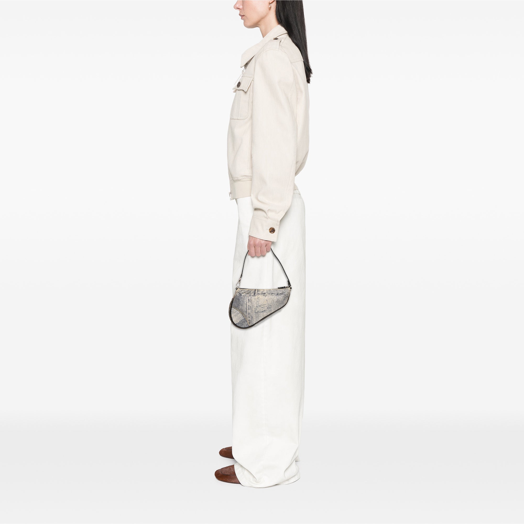Mini Canvas Printed Denim Saddle Pochette