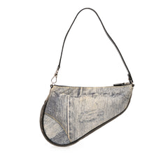 Mini Canvas Printed Denim Saddle Pochette