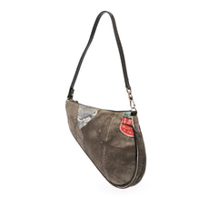 Mini Canvas Printed Denim Saddle Pochette