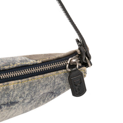 Mini Canvas Printed Denim Saddle Pochette