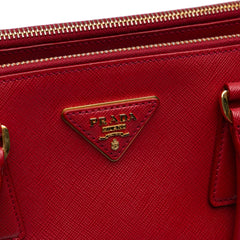 Small Saffiano Lux Galleria Double Zip Satchel