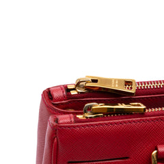 Small Saffiano Lux Galleria Double Zip Satchel